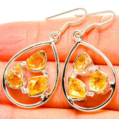 Rough Citrine Earrings 1 3/4" (925 Sterling Silver) EARR431476
