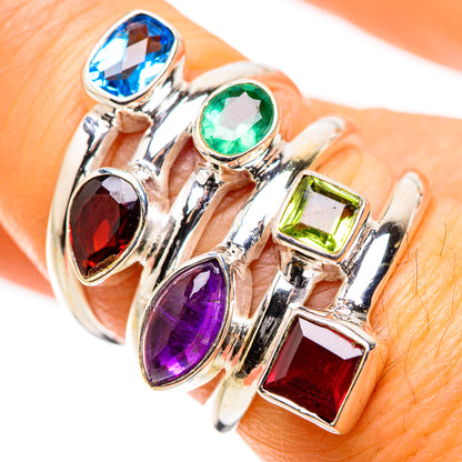 Ana Silver Co Garnet, Amethyst, Peridot, Blue Topaz, Emerald Ring Size 7.25 (925 Sterling Silver)