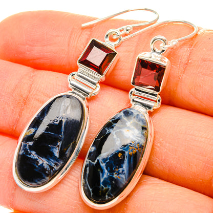 Ana Silver Co Pietersite, Garnet Earrings 2" (925 Sterling Silver)