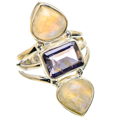 Faceted Tanzanite, Rainbow Moonstone Ring Size 6.5 (925 Sterling Silver) RING135221