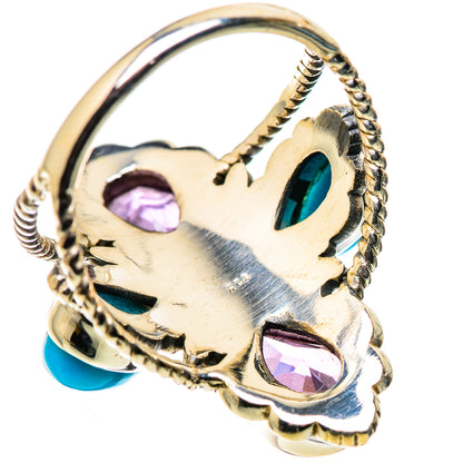 Large Faceted Amethyst, Sleeping Beauty Turquoise Ring Size 9.25 (925 Sterling Silver) RING136171