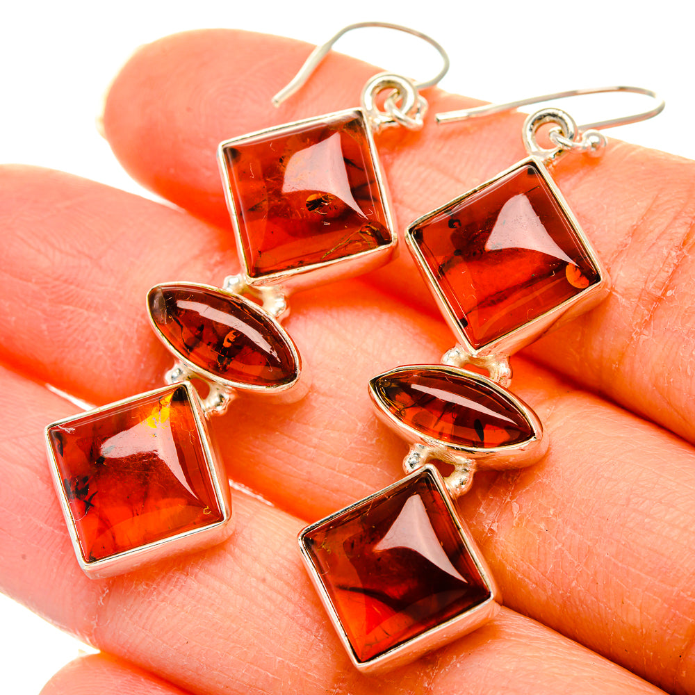 Ana Silver Co Baltic Amber Earrings 2" (925 Sterling Silver)