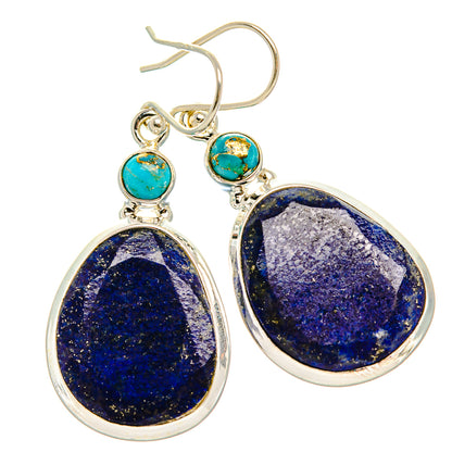 Lapis Lazuli, Blue Copper Composite Turquoise Earrings 1 3/4" (925 Sterling Silver) EARR431847
