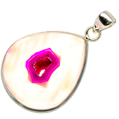 Pink Window Druzy Pendant 1 3/4" (925 Sterling Silver) PD37147