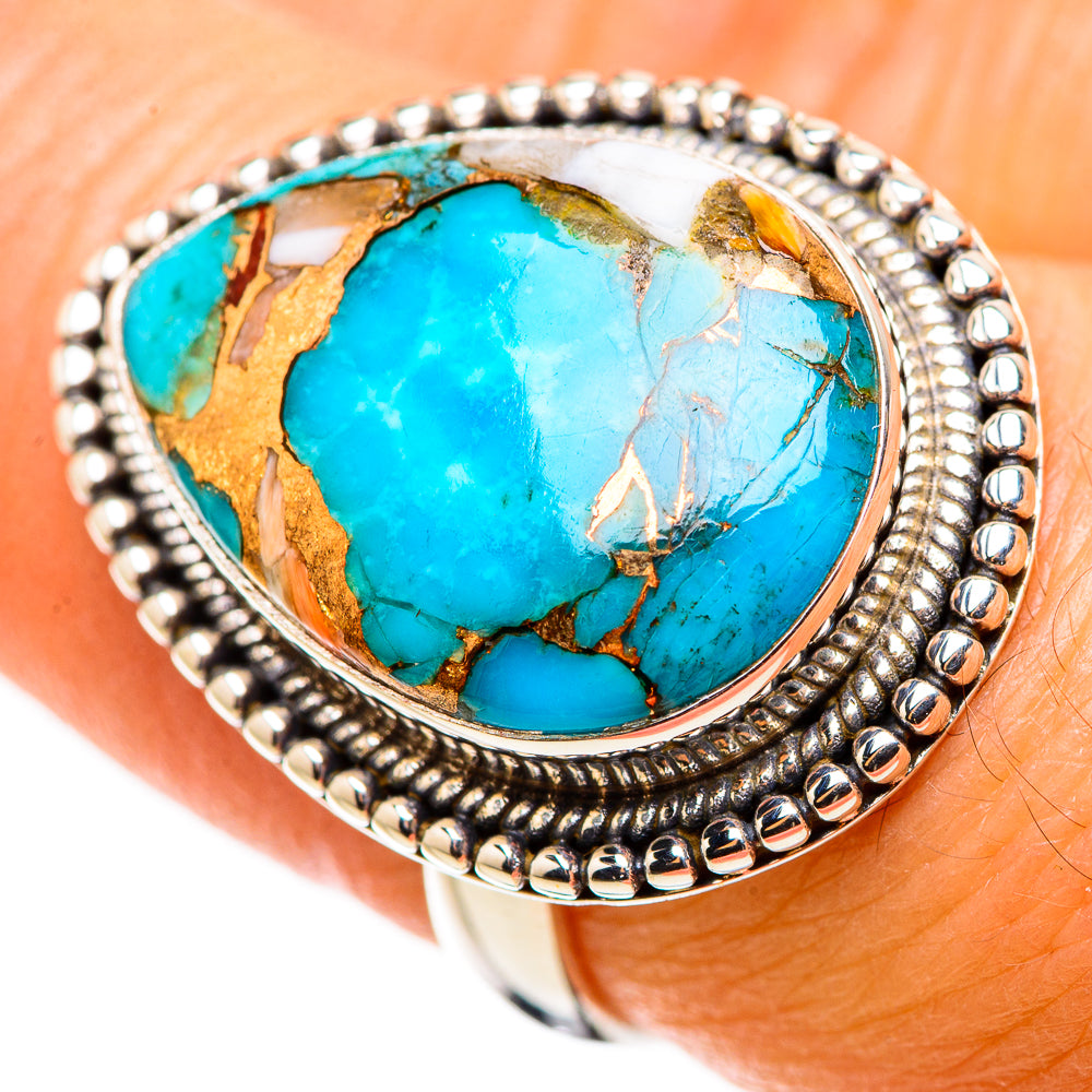 Blue Copper Composite Turquoise Ring Size 7.25 (925 Sterling Silver) RING134597