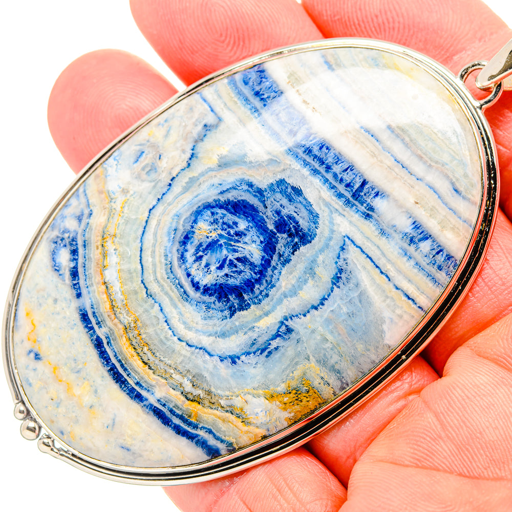 Huge Blue Scheelite Pendant 3 1/4" (925 Sterling Silver) PD36835