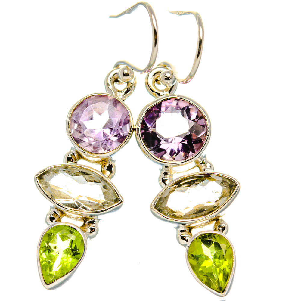 Green Amethyst, Amethyst, Peridot Earrings 1 1/2" (925 Sterling Silver) EARR431787