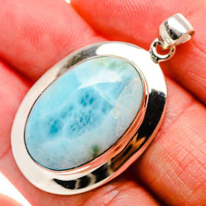 Larimar Pendant 1 5/8" (.925 Sterling Silver)