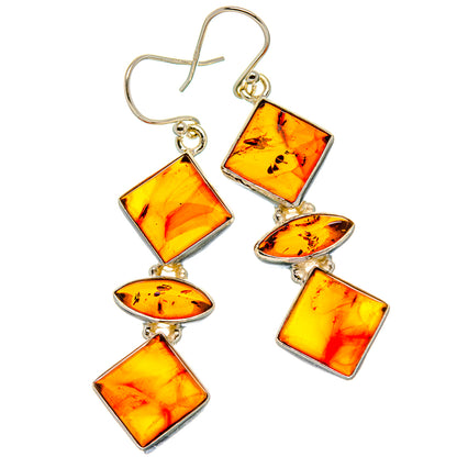 Baltic Amber Earrings 2 1/4" (925 Sterling Silver) EARR431750
