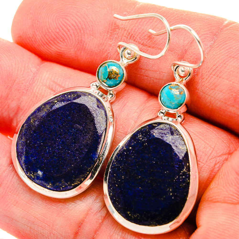 Lapis Lazuli, Blue Copper Composite Turquoise Earrings 1 3/4" (925 Sterling Silver) EARR431847