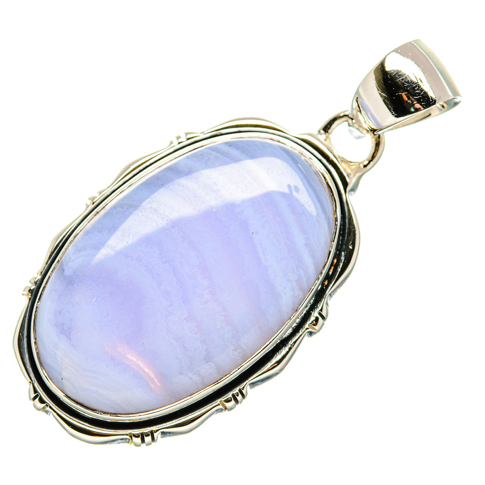 Blue Lace Agate Pendant 1 3/4" (925 Sterling Silver) PD36331