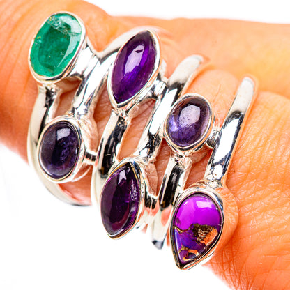 Ana Silver Co Purple Copper Composite Turquoise, Amethyst, Tanzanite, Emerald Ring Size 8.25 (925 Sterling Silver)