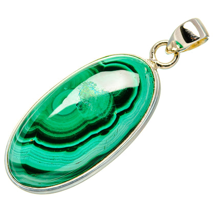 Malachite Pendant 1 3/4" (925 Sterling Silver) PD37071