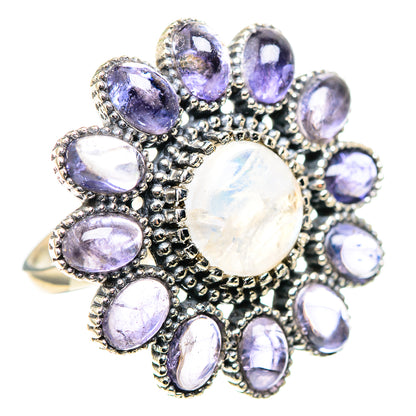 Large Rainbow Moonstone, Tanzanite Ring Size 8.5 (925 Sterling Silver) RING136954