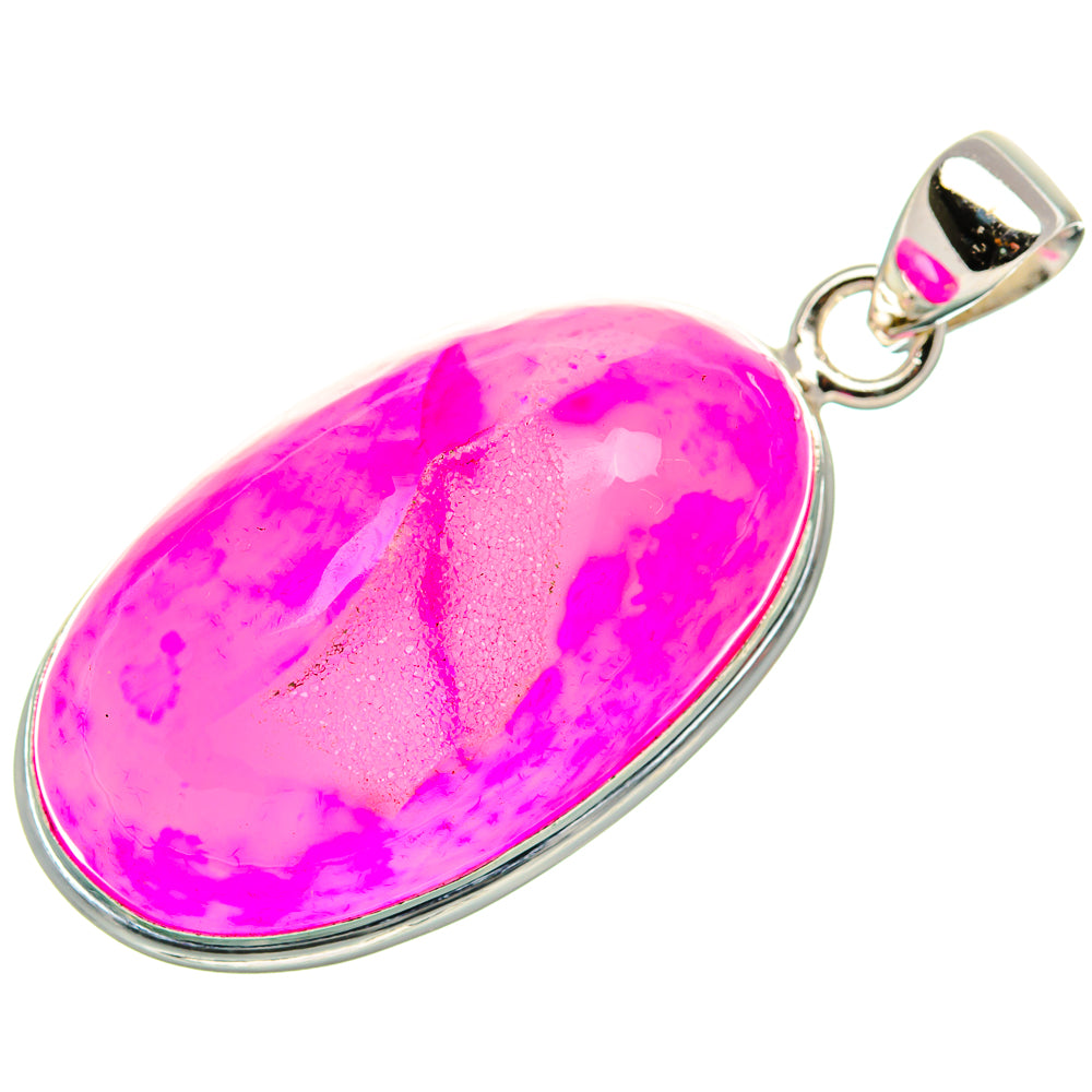 Pink Window Druzy Pendant 1 3/4" (925 Sterling Silver) PD37069