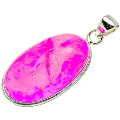 Pink Window Druzy Pendant 1 3/4" (925 Sterling Silver) PD37069