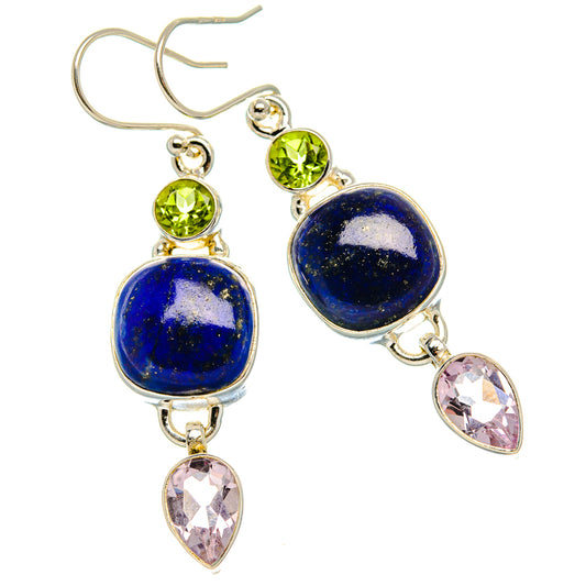 Lapis Lazuli, Kunzite, Peridot Earrings 2" (925 Sterling Silver) EARR431885