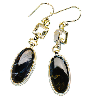 Pietersite, White Quartz Earrings 2"  (925 Sterling Silver) EARR431658