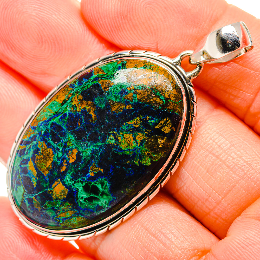 Azurite In Malachite Pendant 2 1/4" (925 Sterling Silver) PD36341