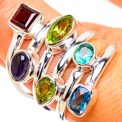 Garnet, Peridot, Blue Topaz, Tanzanite, Emerald Ring Size 7 (925 Sterling Silver) RING135858