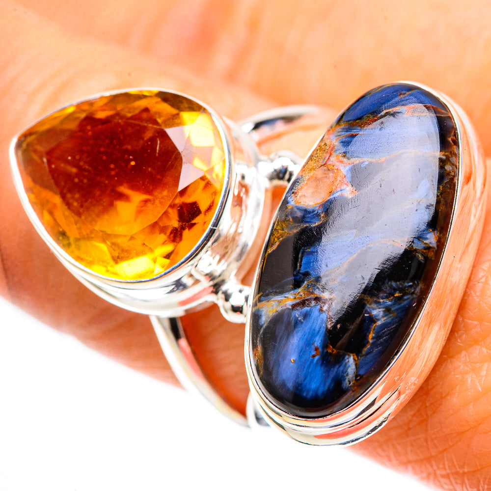 Large Pietersite, Citrine 925 Sterling Silver Ring Size 7.75 (925 Sterling Silver) RING137762
