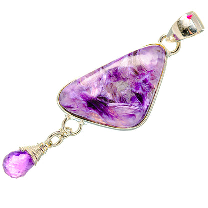 Charoite, Amethyst Pendant 2 1/4" (925 Sterling Silver) PD36831