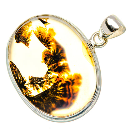 Scenic Dendritic Agate Pendant 1 3/8"  (925 Sterling Silver) PD37262