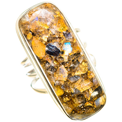Huge Brecciated Labradorite Ring Size 10 (925 Sterling Silver) RING136755