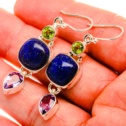 Lapis Lazuli, Amethyst, Peridot 925 Sterling Silver Earrings 1 7/8" E431825