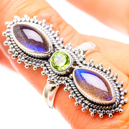 Large Labradorite, Peridot 925 Sterling Silver Ring Size 8.25 (925 Sterling Silver) RING137588