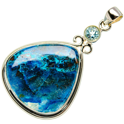 Shattuckite, Blue Topaz Pendant 2" (925 Sterling Silver) PD37130