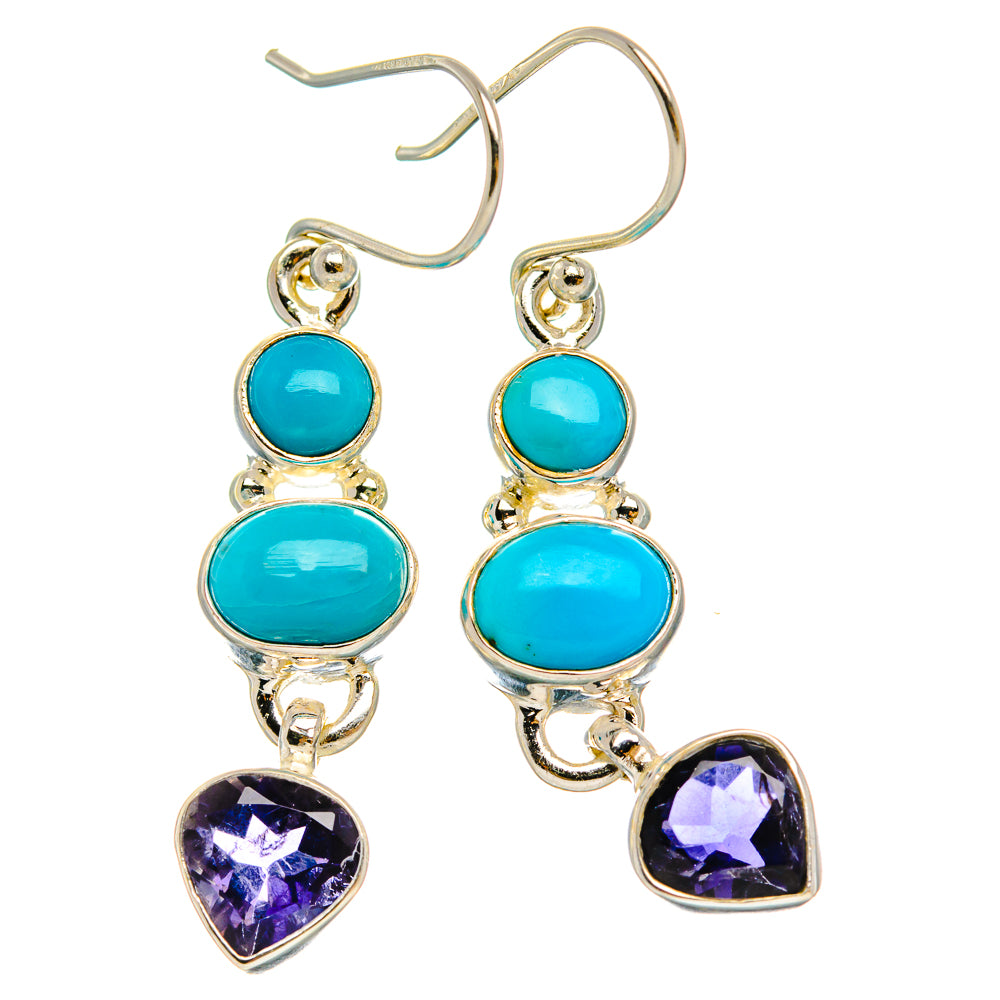 Ana Silver Co Sleeping Beauty Turquoise, Tanzanite Earrings 1 3/4" (925 Sterling Silver)