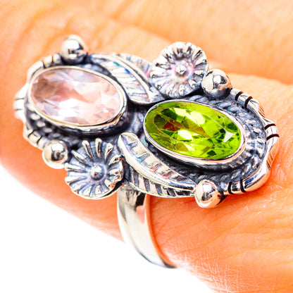 Peridot, Rose Quartz 925 Sterling Silver Ring Size 8 (925 Sterling Silver) RING137192