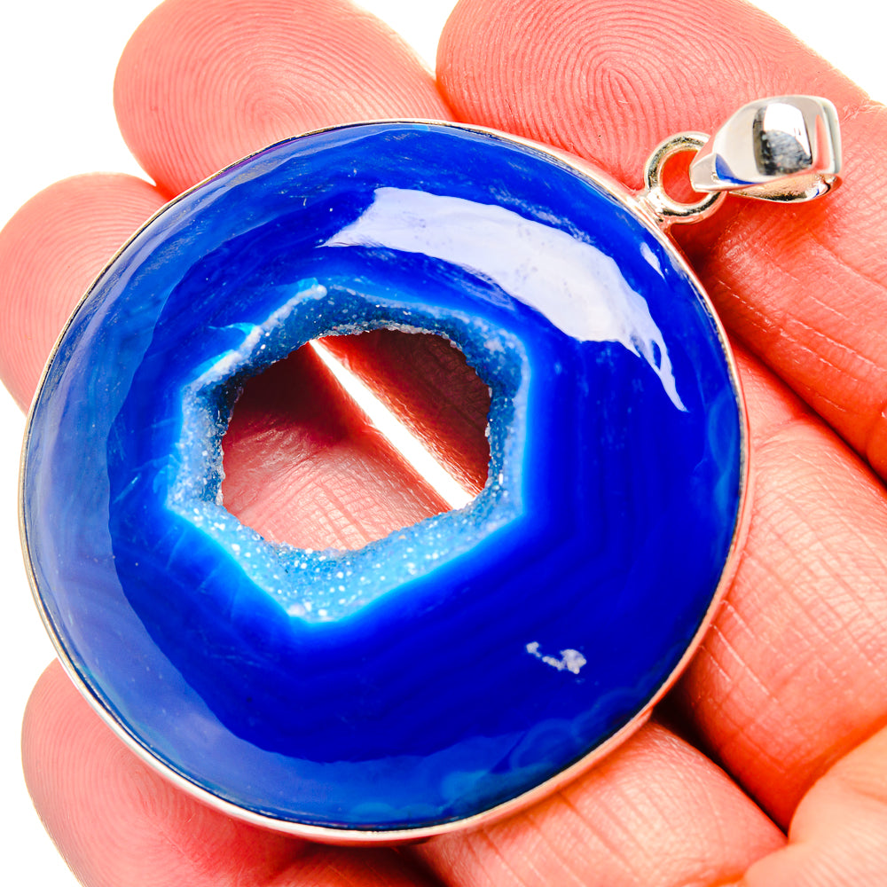 Blue Geode Slice Pendant 2 1/4" (925 Sterling Silver) PD36889