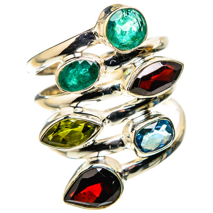 Large Garnet, Peridot, Blue Topaz, Emerald Ring Size 8.25 (925 Sterling Silver) RING136205