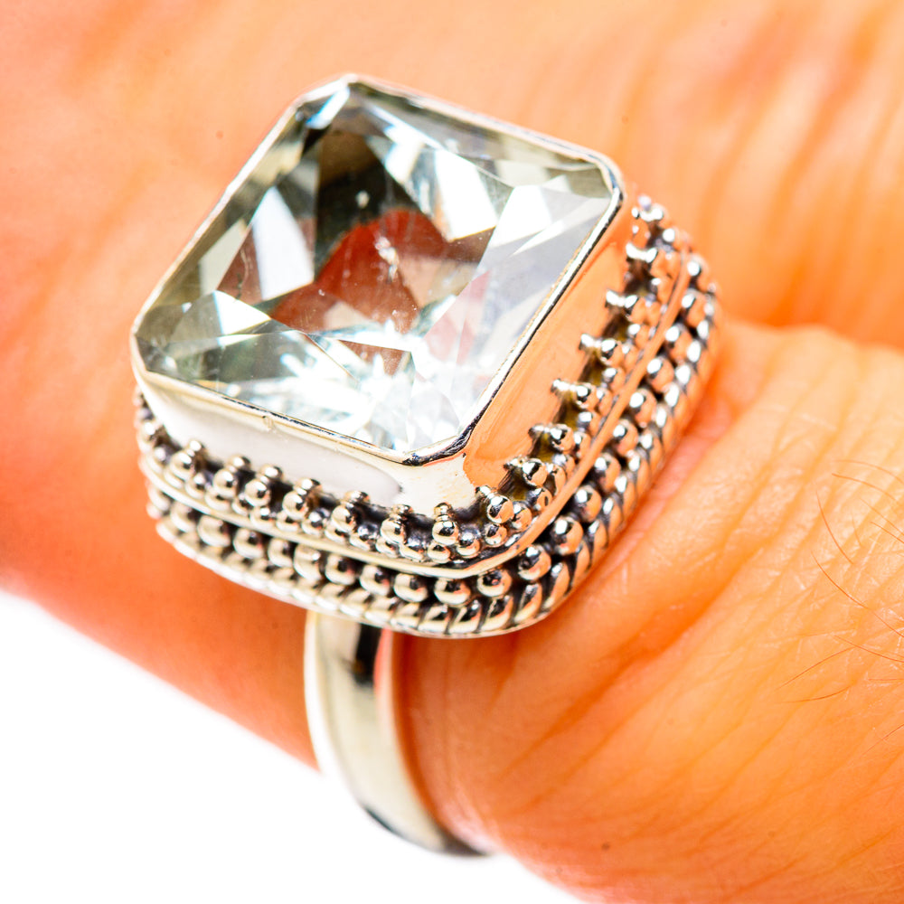 Ana Silver Co Faceted Green Amethyst Ring Size 6.5 (925 Sterling Silver)
