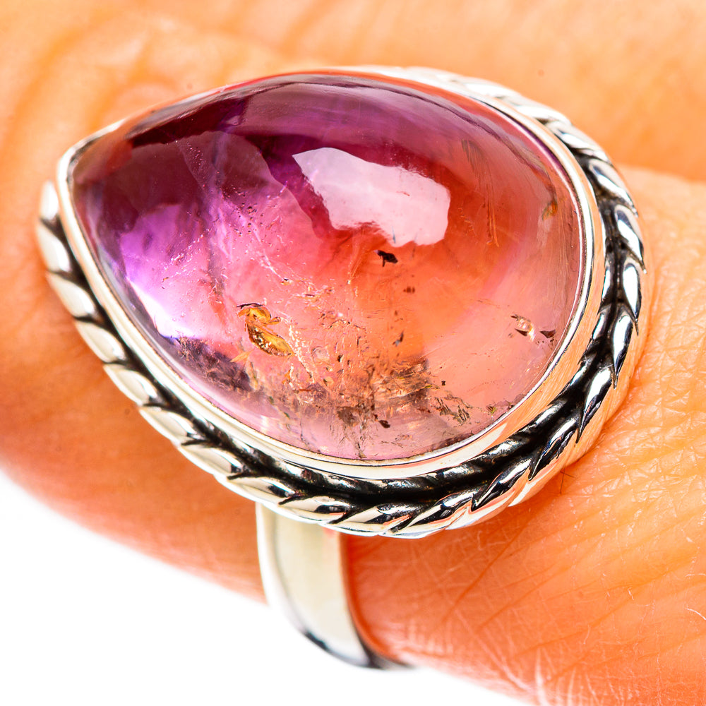 925 sterling silver oval ametrine ring with twisted braided bezel and gemstone view