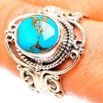 Blue Copper Composite Turquoise 925 Sterling Silver Ring Size 8.25 (925 Sterling Silver) RING137448