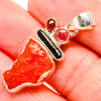 Rough Carnelian, Black Onyx Pendant 1 1/2" (925 Sterling Silver) PD36773