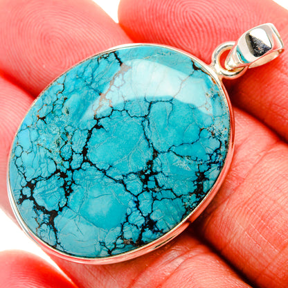 Tibetan Turquoise 925 Sterling Silver Pendant 2" Ana Co P37028