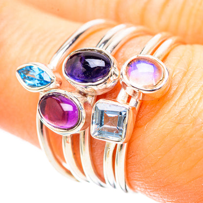Amethyst, Tanzanite, Blue Topaz 925 Sterling Silver Ring Size 6.25 (925 Sterling Silver) RING137194