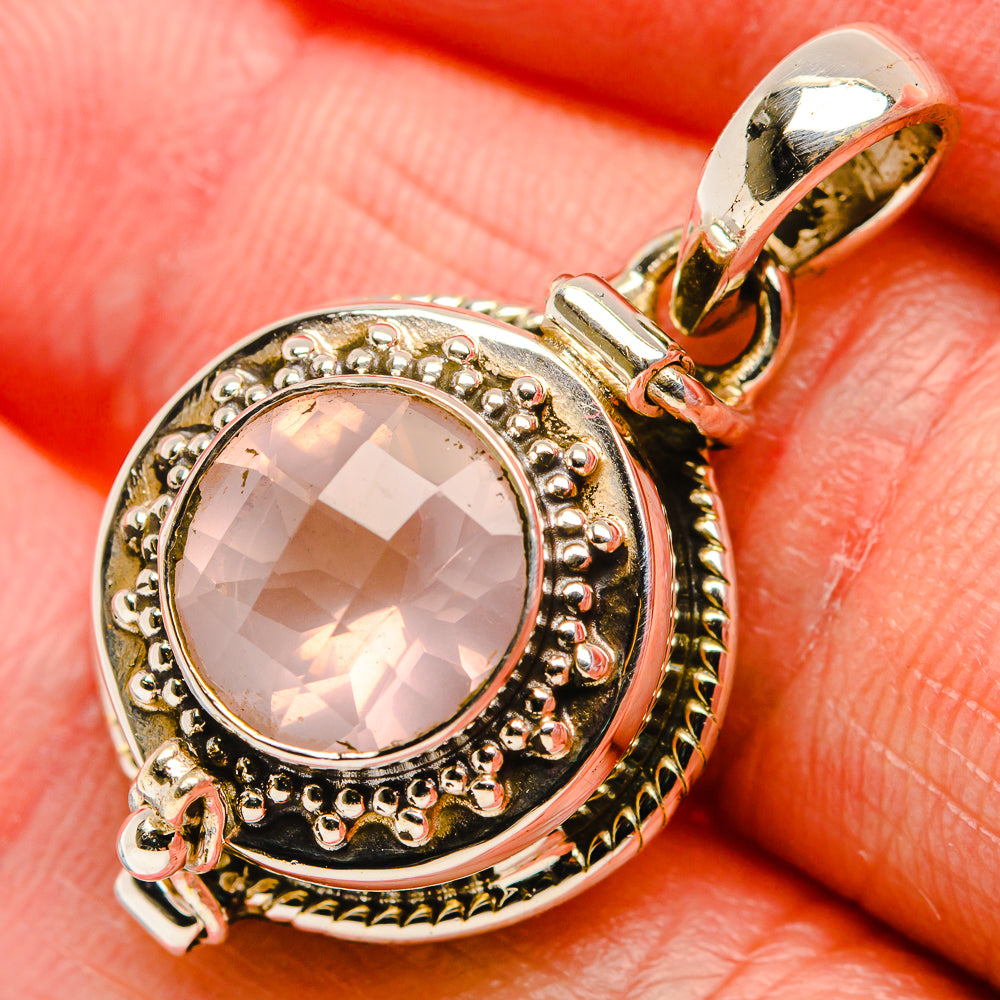 Poison Rose Quartz 925 Sterling Silver Pendant 1 1/4" (925 Sterling Silver) PD37668