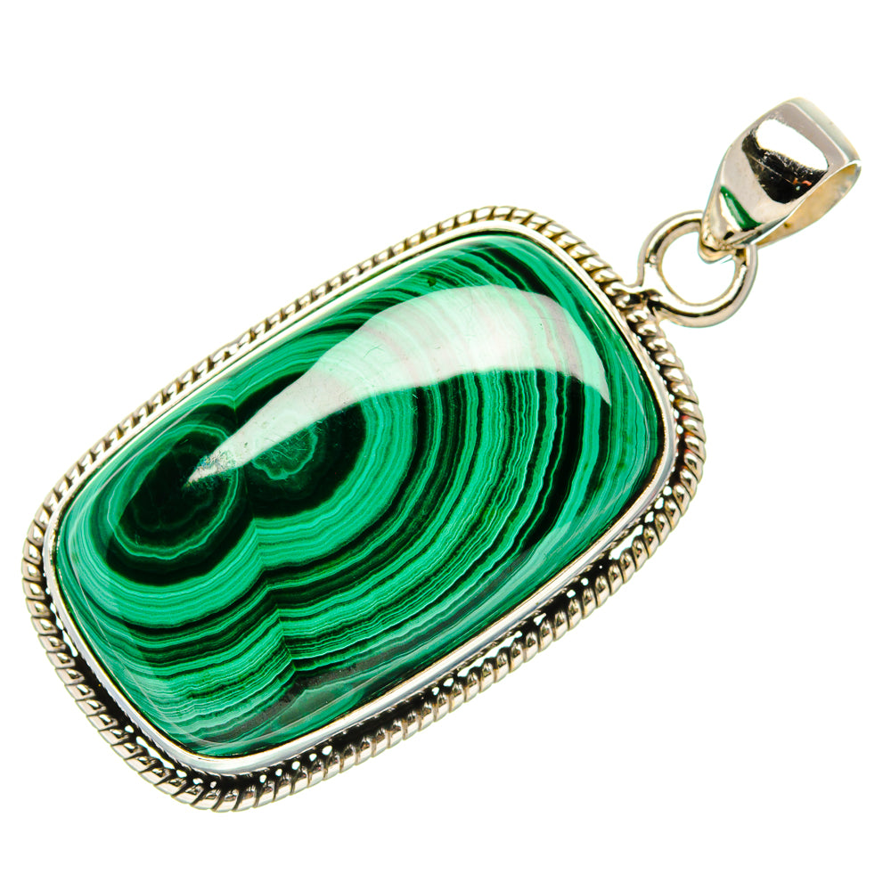 Malachite Pendant 1 3/4"  (925 Sterling Silver) PD37209