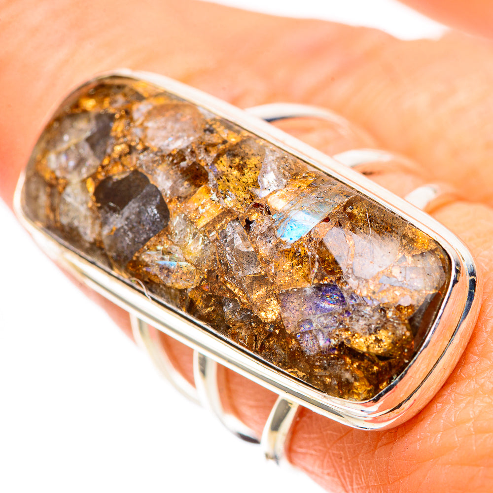 Large Brecciated Labradorite 925 Sterling Silver Ring Size 7.5 (925 Sterling Silver) RING137777