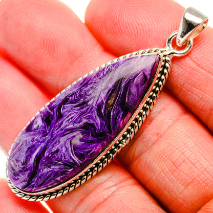 Charoite Pendant 2 1/8" (925 Sterling Silver) PD37448