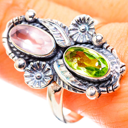 Rose Quartz, Peridot Ring Size 10.75 (925 Sterling Silver) RING136874