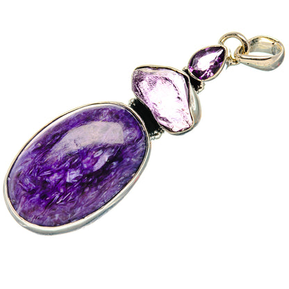 Charoite, Amethyst Pendant 2 1/4" (925 Sterling Silver) PD37311