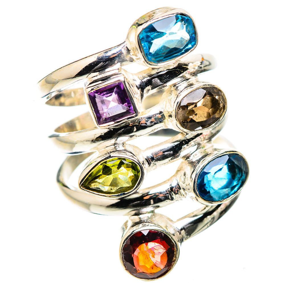 Ana Silver Co Garnet, Amethyst, Peridot, Blue Topaz, Smoky Quartz Ring Size 6.5 (925 Sterling Silver)