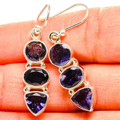 Faceted Tanzanite Earrings 1 3/4" (925 Sterling Silver) EARR431598