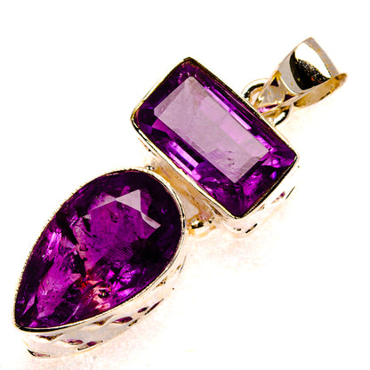 Faceted Amethyst Pendant 1 5/8" (925 Sterling Silver) PD37334